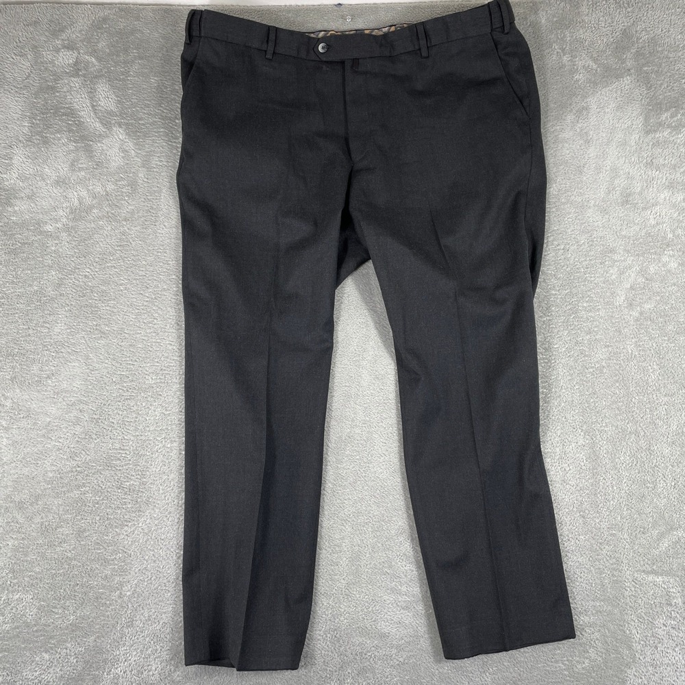 Meyer Melbourne Dress Pants Mens 44x30 Black‎ Wool Blend Stretch Slim Fit